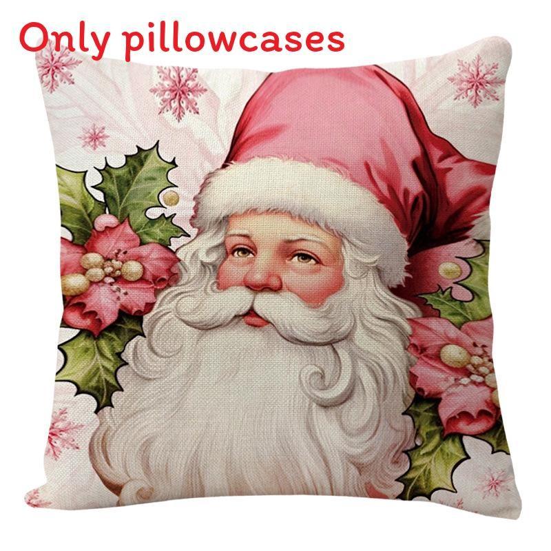 Conjunto de Quatro Capas de Almofada de Linho com Tema Natalino Moderno Minimalista para Decoração de Casa