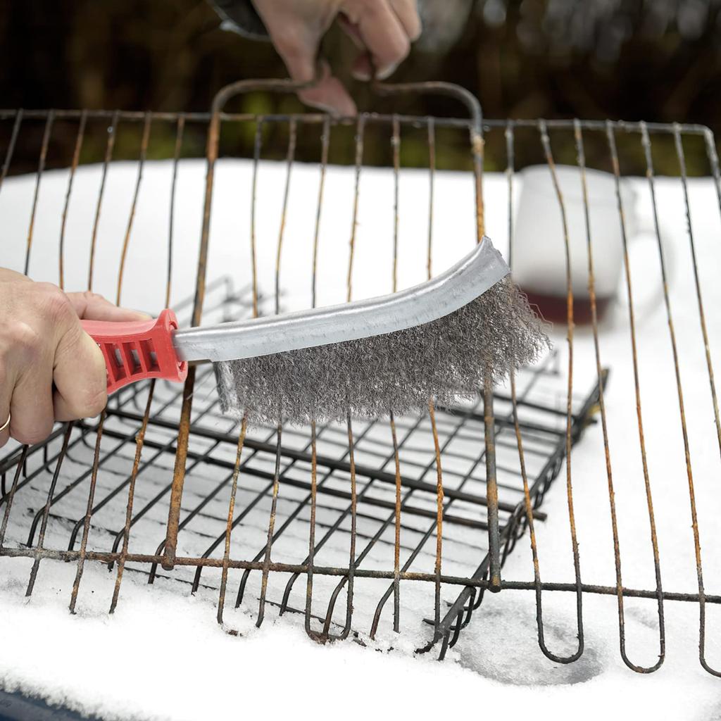 Non-Slip Grip Stainless Steel Wire Brush for Metal Rust Removal Cleaning Deburring Tool