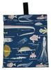 Insulated Neck Cooling Handmade In Suitable for and Fish Navy Bag10 [miwaki] Cooler, Pouch, Case, Bag, Simple, Japan, Adults, Children, Boys, Girls,