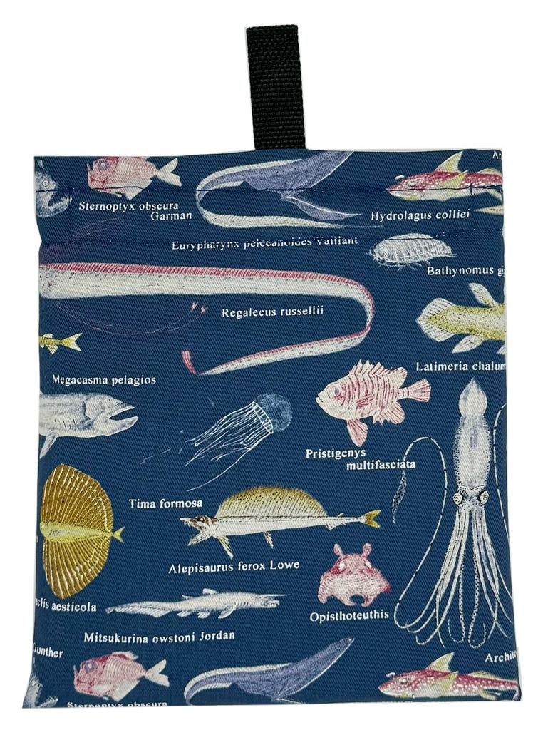 Insulated Neck Cooling Handmade In Suitable for and Fish Navy Bag10 [miwaki] Cooler, Pouch, Case, Bag, Simple, Japan, Adults, Children, Boys, Girls,