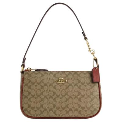 Nolita 19 Classico Monogramma Chiusura a Zip Tela Rivestita e Pelle Liscia Portapolsi Piccola Pochette da Donna Khaki Terracotta CE698-IMS4L