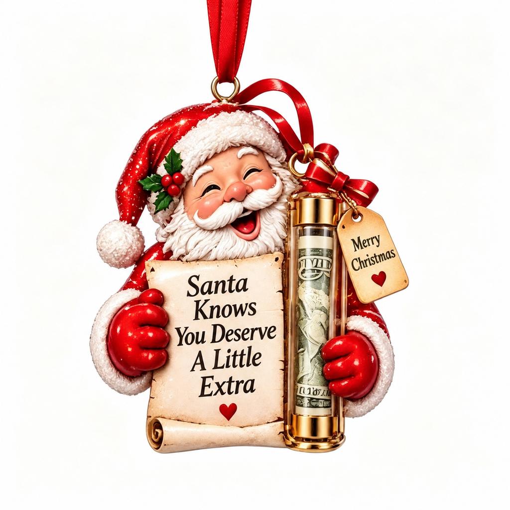 Acrylic Resin Christmas Cash Holder Ornament Reusable Hanging Cash Gift Card Holder For Christmas Tree Decoration
