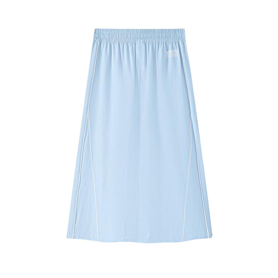 Skechers Woven Simple Fashion Versatile Casual Long Skirt Women Skirts Cashmere-Blue L225W092-00F5