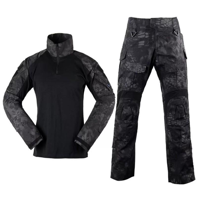 Military Style Camo Long Sleeve Tactical Uniform Set Breathable Cotton Blend Men Women Outdoor Training
