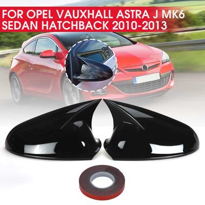 Paar Auto Rückansicht Seitentür Flügel Spiegel Abdeckung Für Opel Vauxhall Für Astra J MK6 2010-2013 Add-On spiegel Kappe Glänzend Schwarz