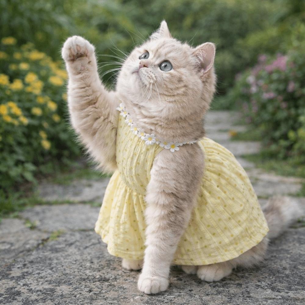 Soft Cat Princess Skirt Sweet Pet Suspenders Cat Pretty Dress Dog Plaid Dress  Spring Summer