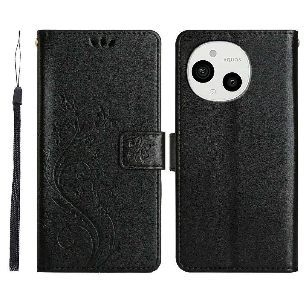 For Sharp Aquos Sense 9 Case PU Leather Phone Wallet Cover with Strap