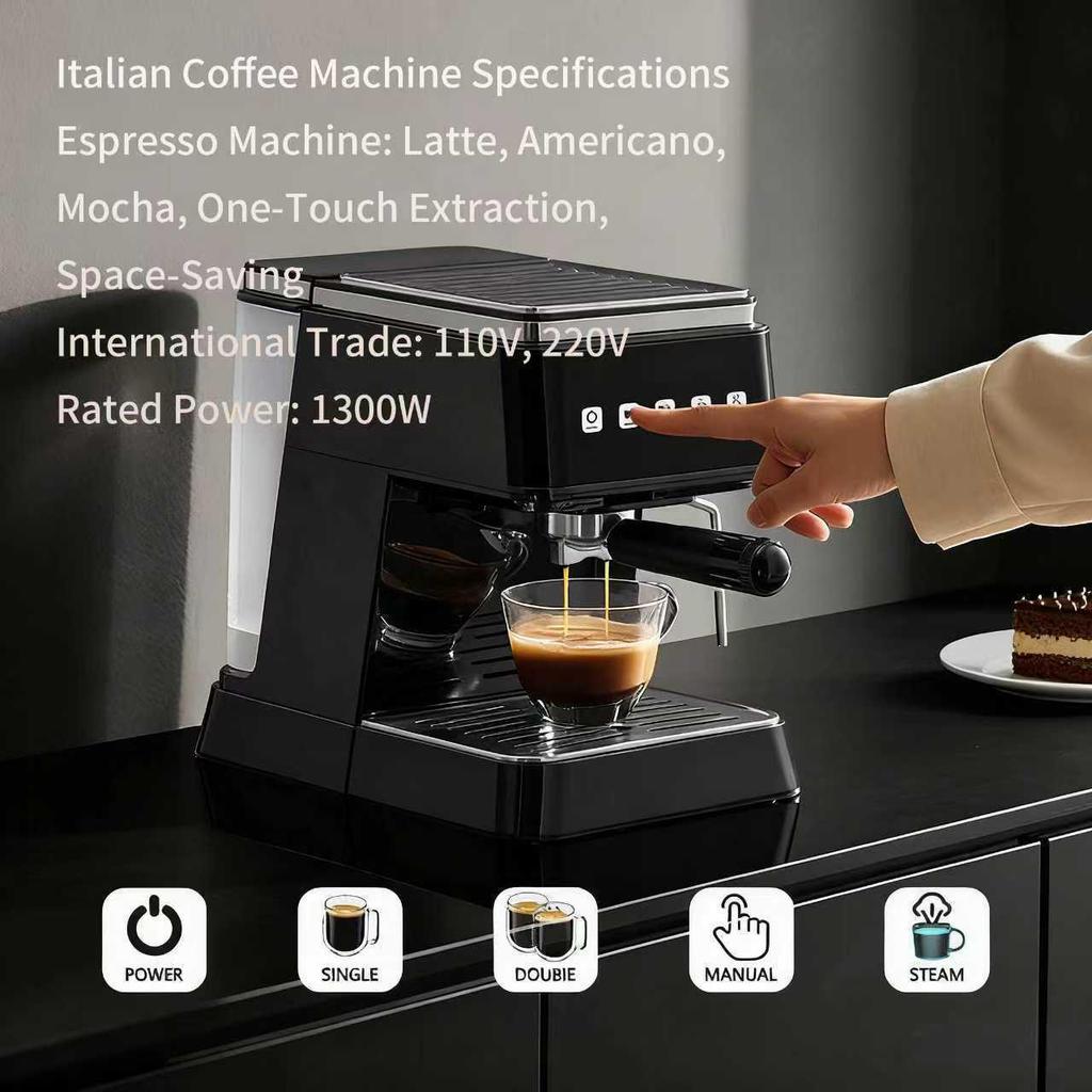 110V US Standard Italian Semi-Automatic Espresso Machine with Water Storage