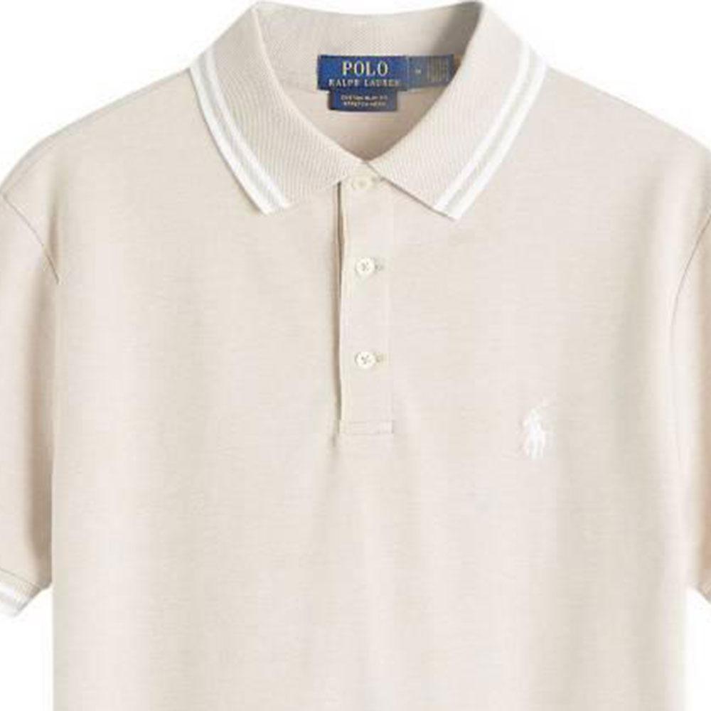 Polo Ralph Lauren Striped Logo Short Sleeve Polo Shirt Men Tops Beige 710941492-004