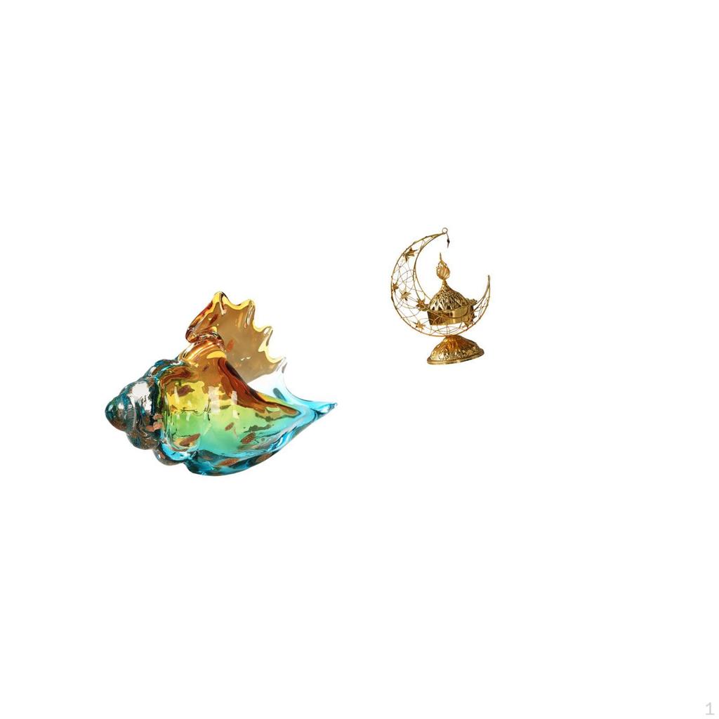Glass Conch Figurine Sea Animal Art Decor Craft Statue Ornament And Arabic Burner Cone Antique