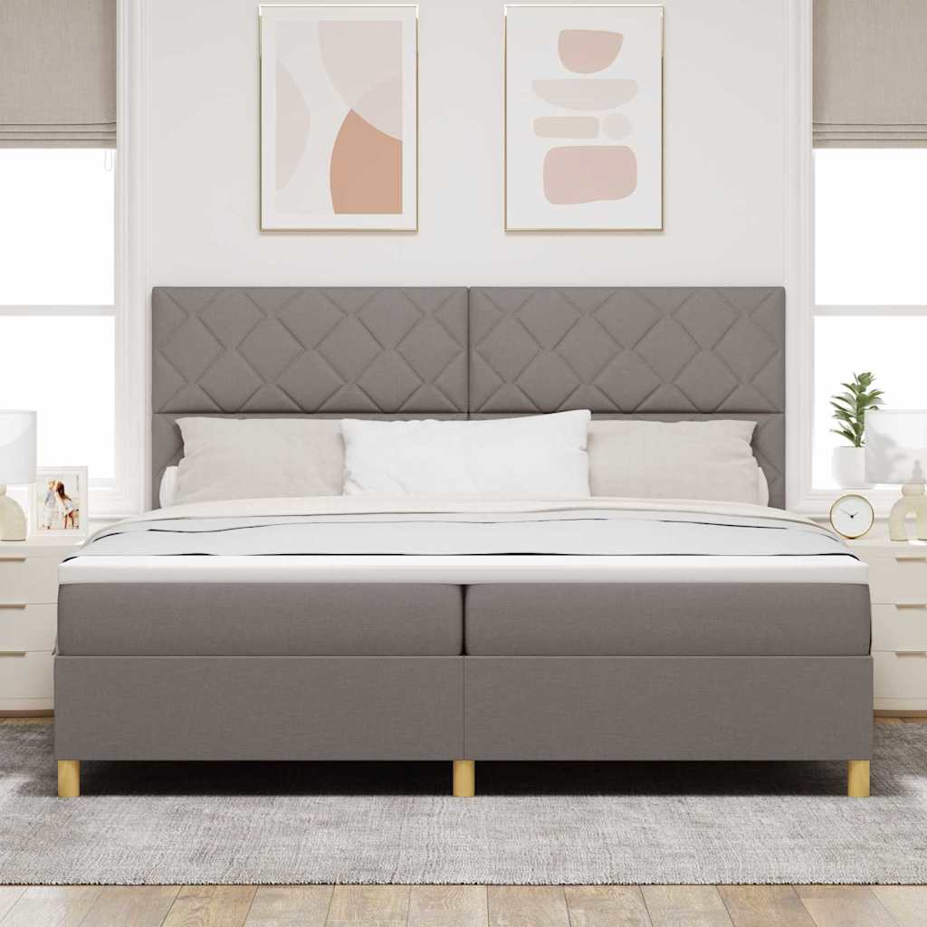 Boxspring Bed with Headboard Taupe 200 x 200 cm Fabric