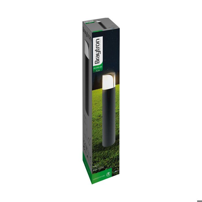 Outdoor Bollard E27 23W IP44 In Grey Aluminium