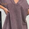 2 Teile/satz Frauen Sommer Sportswear-Set V Neck Side Split Kurzen Ärmeln Lose T-shirt Elastische Taille Mini Hosen Set Trainingsanzug Sport kleidung