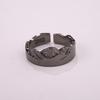 Adjustable Unisex Vintage Oxidized Copper Silver-Plated Geometric Ring With Hand-Carved Leshan Motif
