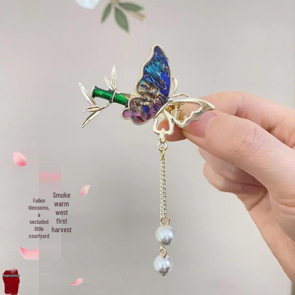 Elegant Hanfu Butterfly Hair Clip with Tassel Accent – Exquisite Chinese Style Side Hairpin