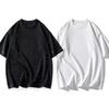 T-shirt a maniche corte girocollo tinta unita in puro cotone ampia lucida nera e bianca con paillettes