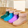 Women's Waterproof Non-Slip Short Rain Boots with Warm Cotton Lining