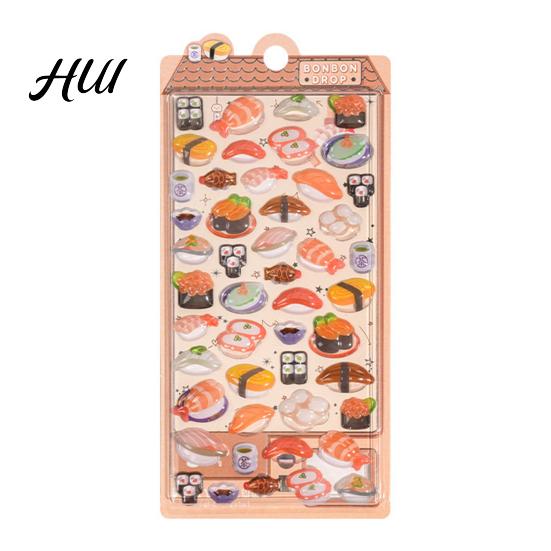 Personalized Sticker Collection Japanese Theme Puffy Stickers 3D Sushi Dessert Mountain Kawaii Goldfish Colorful Mini Decals for Scrapbooking