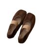 Leather retro niche suede square head shallow mouth comfortable flat ballet shoes with Mary Jane single shoes women's shoes