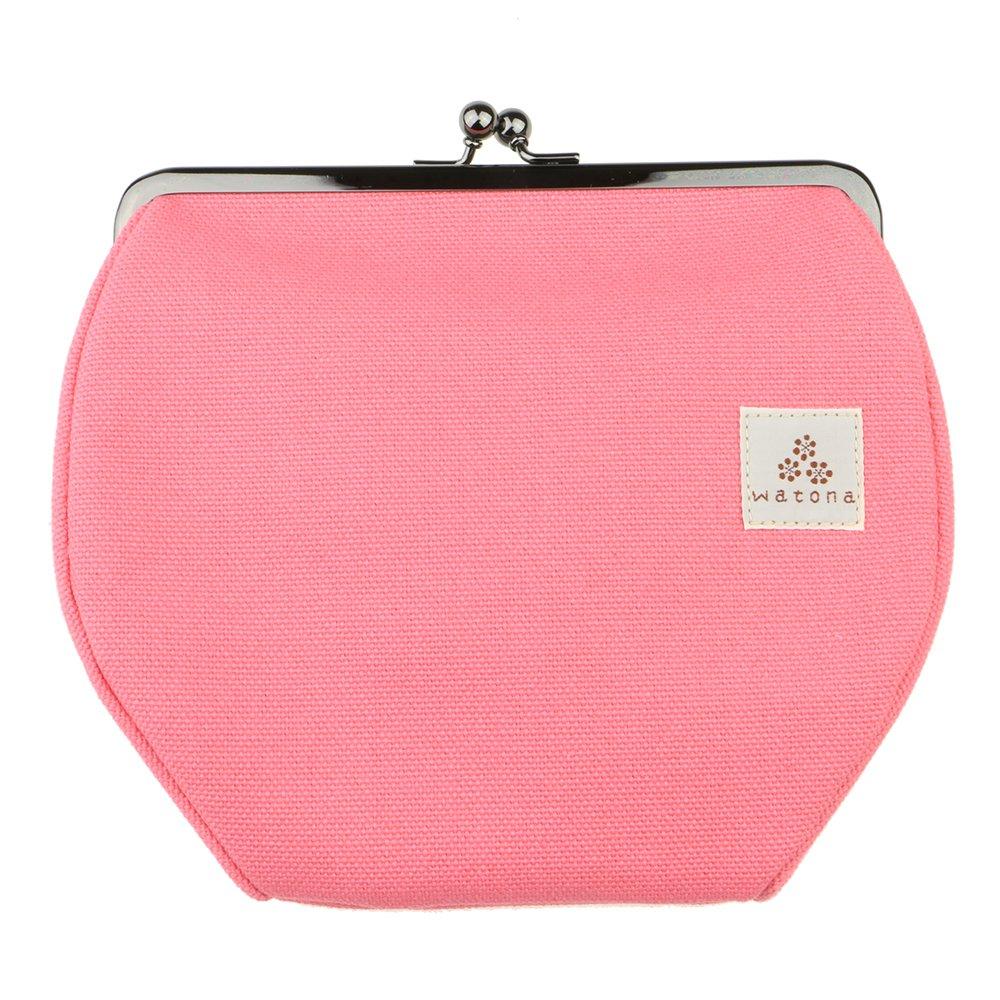 Watona Canvas Clasp Slim Cosmetic Pouch 50s 5-inch (Slim) (Rose Pink)