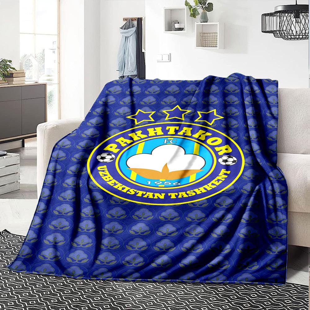 PAKHTAKOR FC Print Flannel Blanket High Quality Warm Comfortable Cover for All Seasons Perfect for Gifts Home Decor