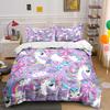 3pcs Dreamy Unicorn and Pink Bow Print Bedding Set 1 Duvet Cover 2 Pillowcases for Adult and Children Luxury Gift Full Size