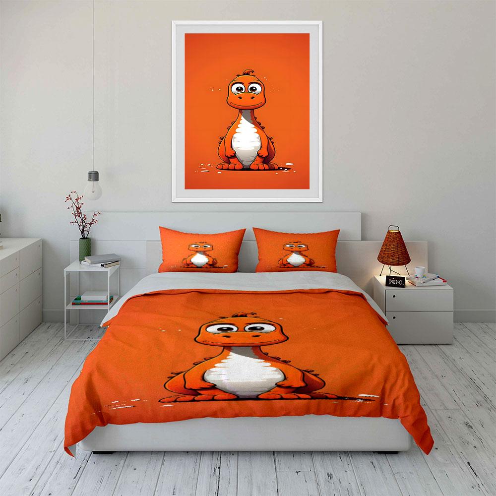 Orange Cartoon Dinosaur Design. Bedding Sets Duvet Cover Sets Duvet Covers Pillowcases(1 * Duvet Cover 2 * Pillowcases, Without Duvet Insert)