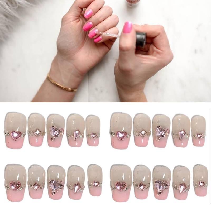 Wearing Nail Adorable Pink Heart Art Sticker Explosive Cute Trend Fashionable