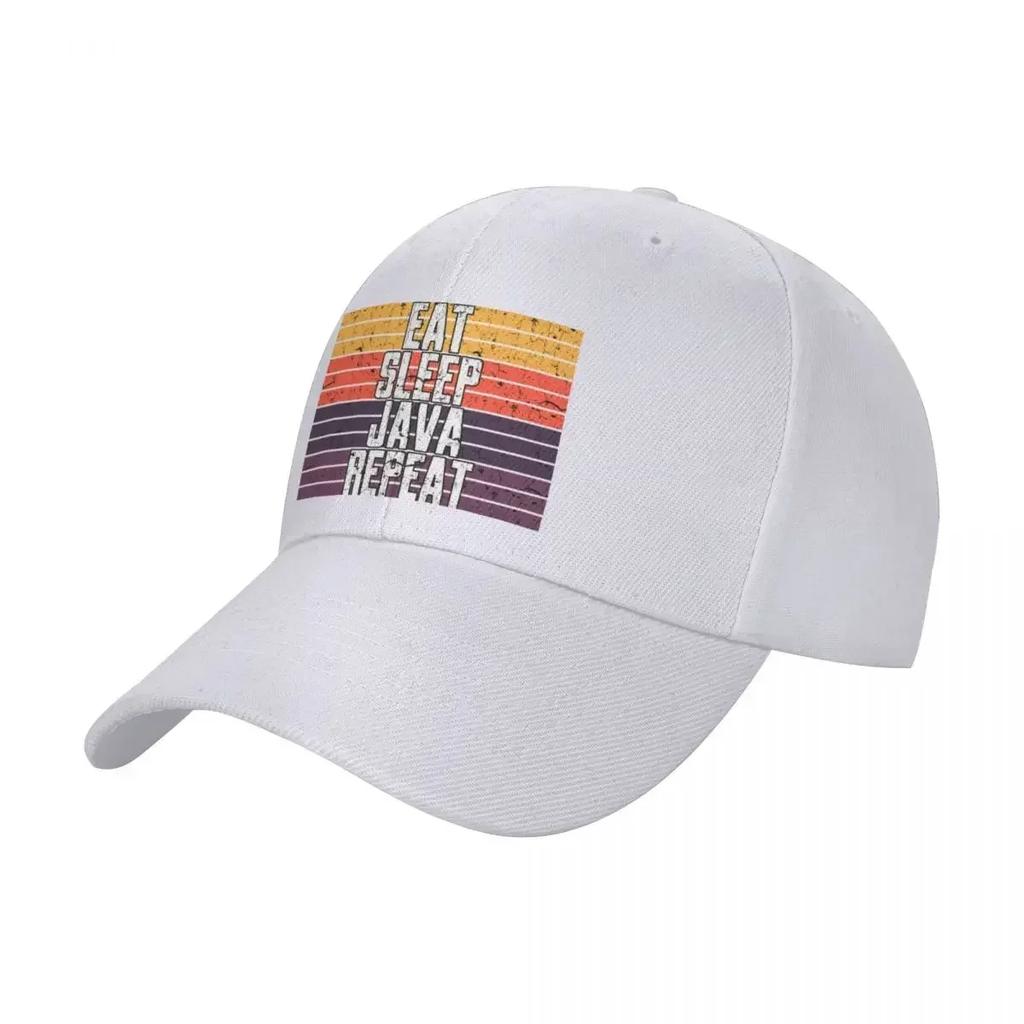 Retro Sunset  Eat Sleep JAVA Repeat  Programmer Humor  JAVA Programming Language Baseball Cap