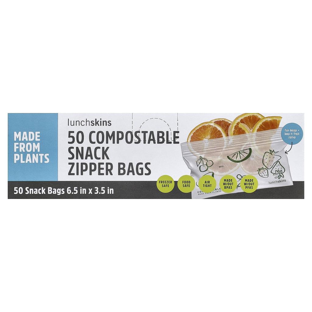 Lunchskins, Biologisch abbaubare Snack-Ziplock-Beutel, 50er-Pack
