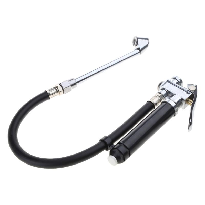 Heavy Duty 10-120 PSI Bayonet Style Inflator Gauge with Hose and 'Straight On' Chuck Wheel Tire Air Compressors