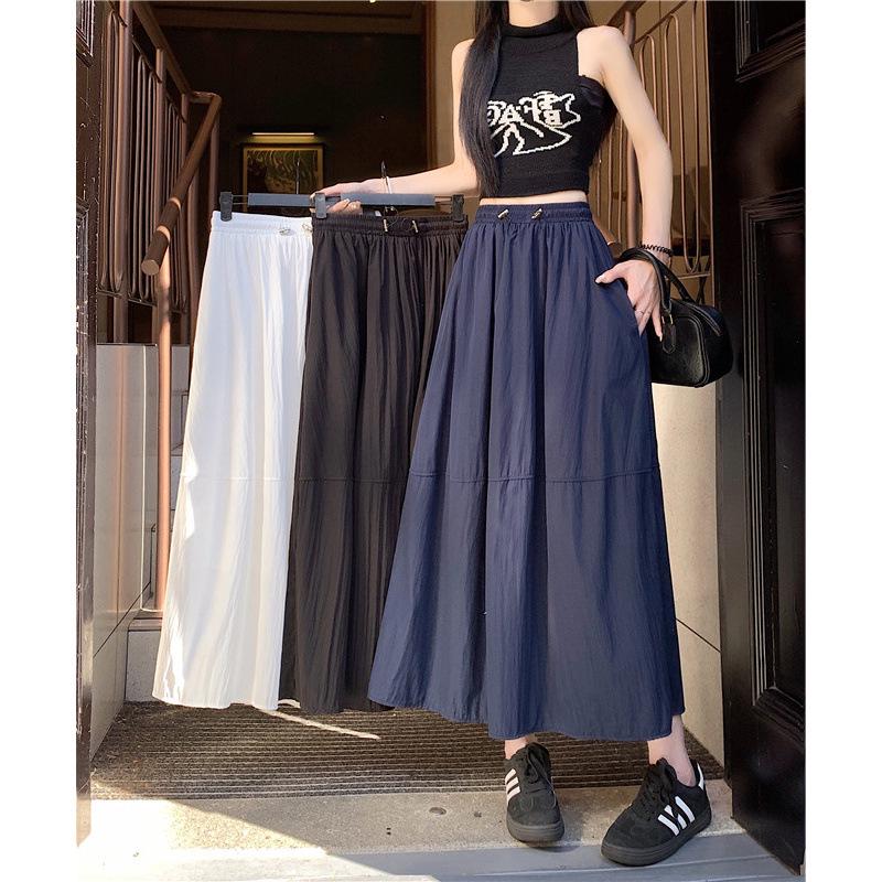Plus Size Women s Lace-Up Drawstring Skirt - Slimming, Casual Autumn Style with Pockets and Letter Detail 3XL