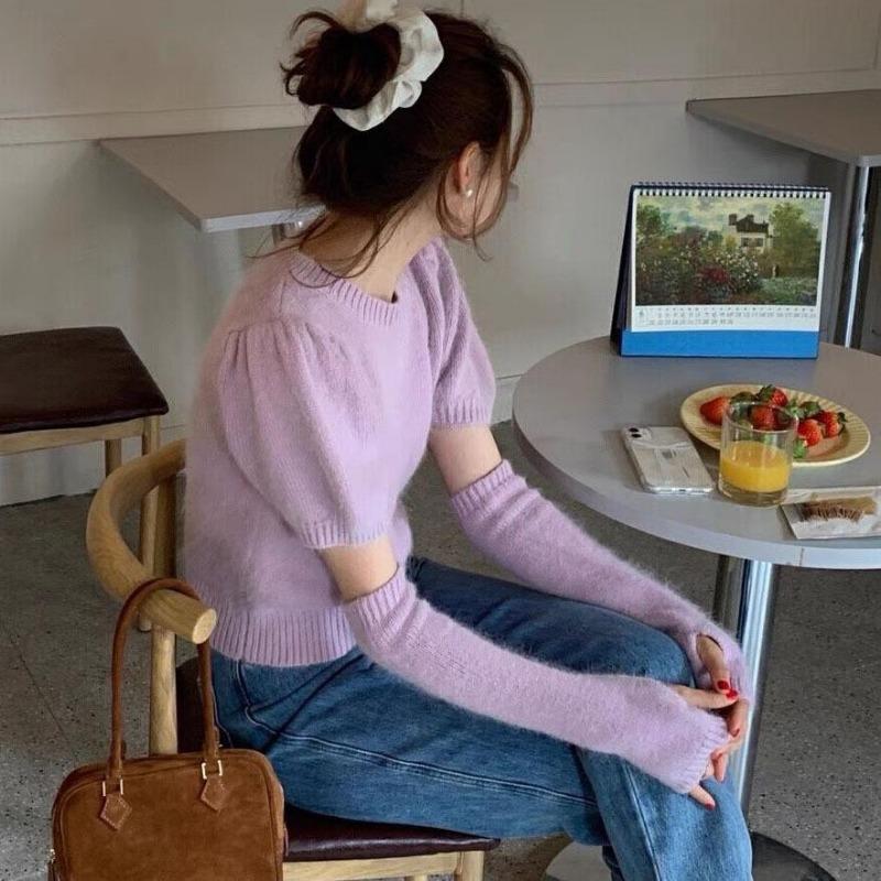 

Чистое желание короткие разборные рукава-буфы рождественский красный свитер женский осенне-зимний ленивый дизайн вязаный свитер топ one size fits all светло-фиолетовый