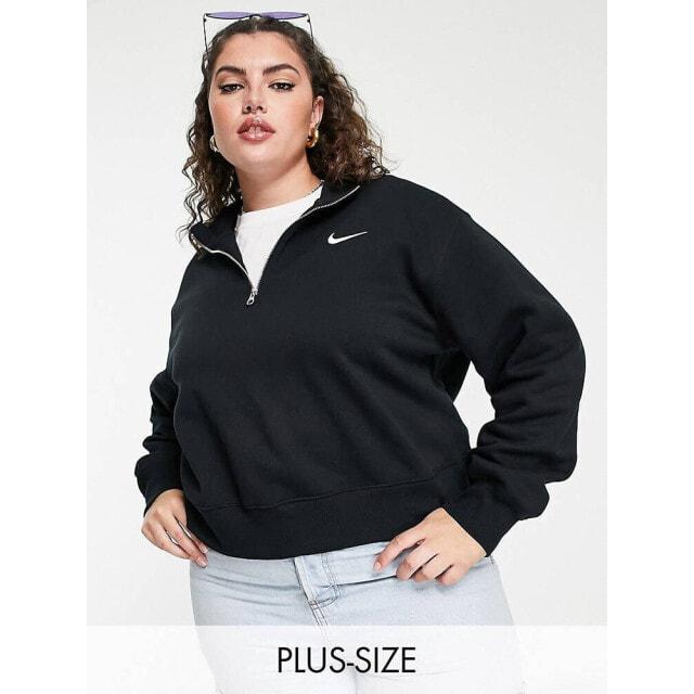 

Черная с парусом толстовка с молнией в четверть размера Nike Plus mini с галочкой