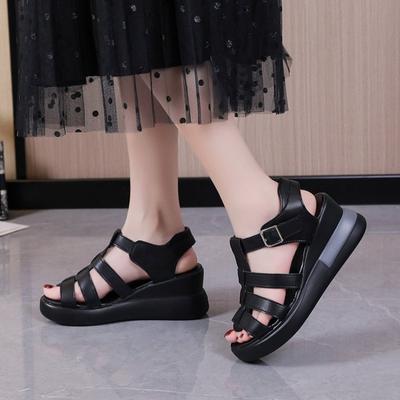 Neue Damen-Sandalen, dicke Sohle, offener Zehenbereich, lässige römische Sandalen, bequeme Damenschuhe