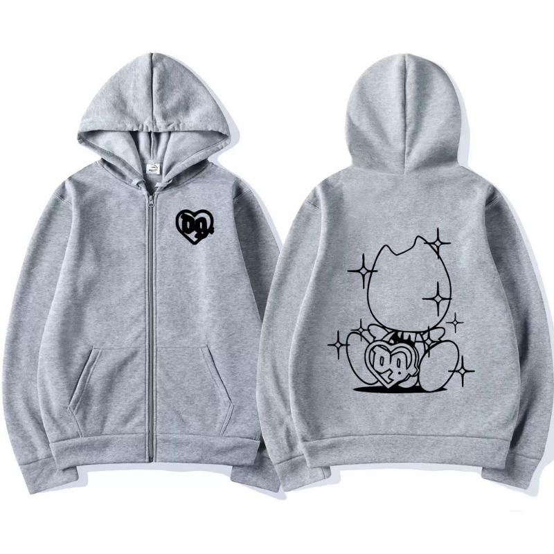 Švédský rapper Bladee Drain Gang Logo Mikina s kapucí Pánské Ležérní Nadměrná mikina na zip Streetwear Módní Vintage bundy