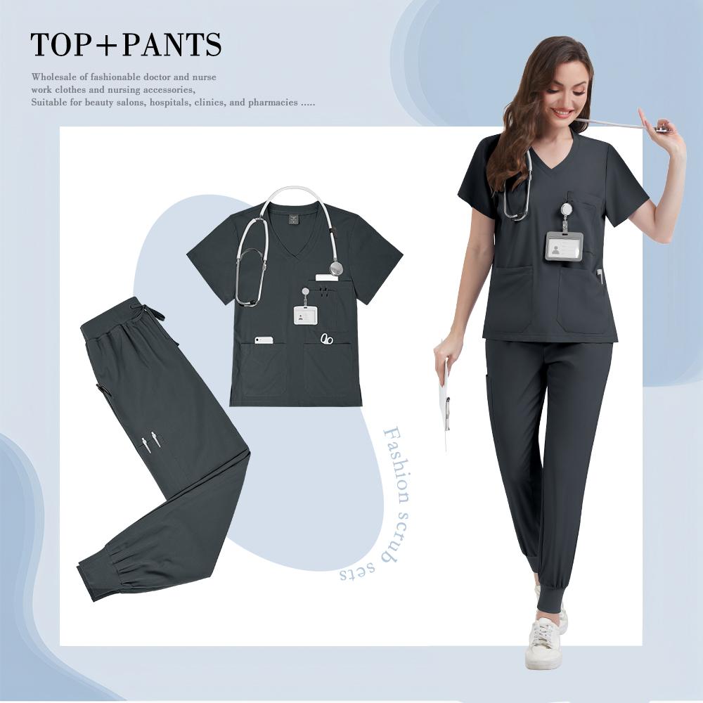 Medyczny zestaw uniformów medycznych Miękki strój pielęgniarski dla kobiet z wieloma kieszeniami Wysokiej jakości ubrania robocze dla pielęgniarek i lekarzy Kliniczny strój medyczny