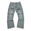 Trendy Wijde Jeans, Gewassen, Slijtageplekken, Patchwork, Unisex Stijl