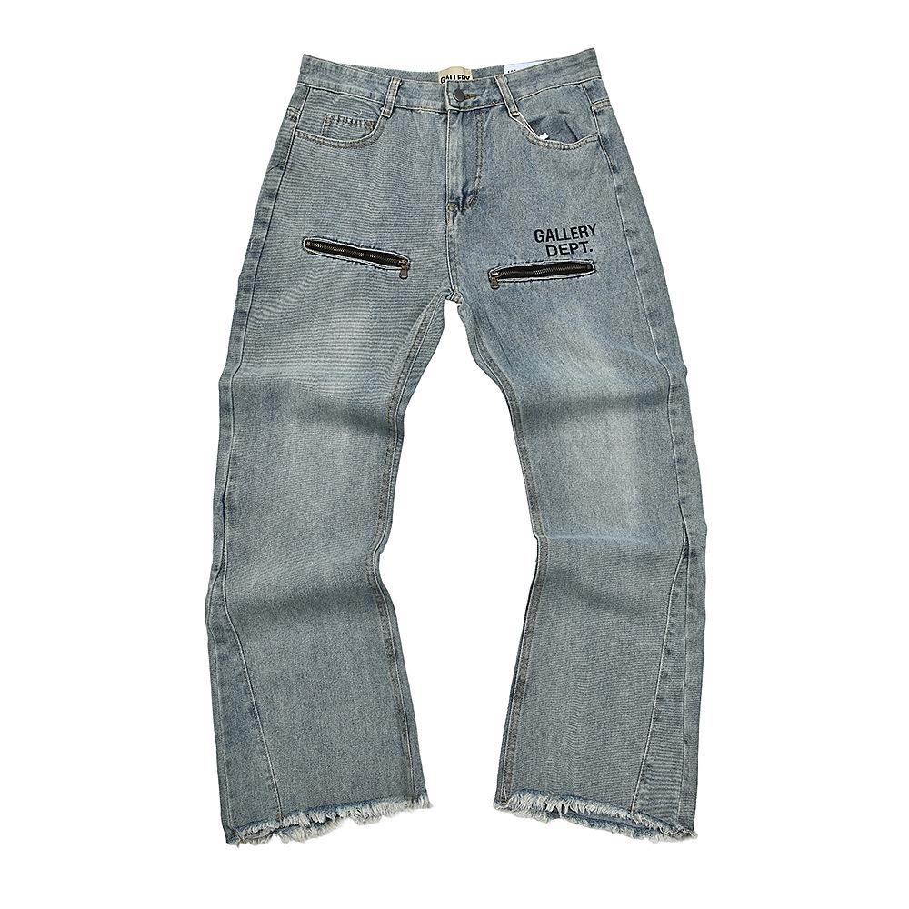 Trendy Wijde Jeans, Gewassen, Slijtageplekken, Patchwork, Unisex Stijl