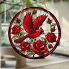 Art Nouveau Round Red Bird Ornamen, Sun Catcher, Holiday Decor, Hanging Ornament, Suitable for 11 Holidays, All Seasons, Bird Theme, Perfect for Bird