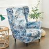 Pastoral Wing Chair Cover Stretch Spandex Armchair Cover Colorful Relax Sofa Covers With Seat Cushion Covers Footstool Slipcover