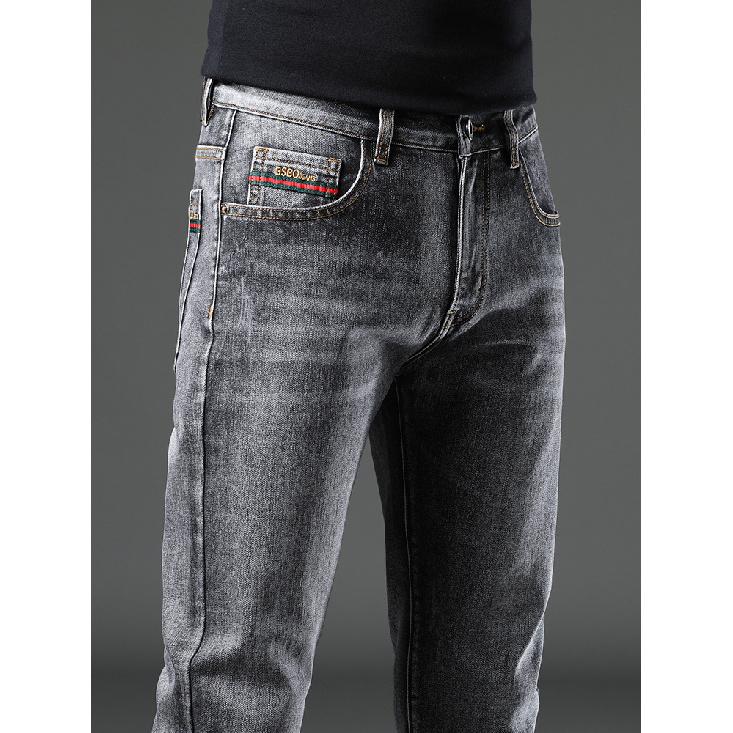 2024 New Autumn And Winter Jeans Men'S Straight Leg Slim Fit Elastic Trend Thick Casual Versatile Pants