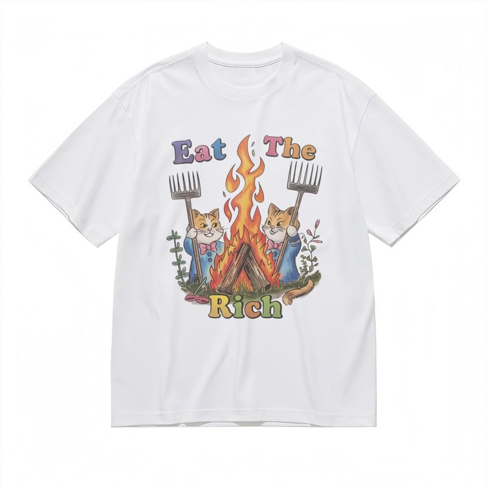 

Женская модная дышащая классическая футболка с мультяшным принтом «Причудливый огненный котенок дуэт» S