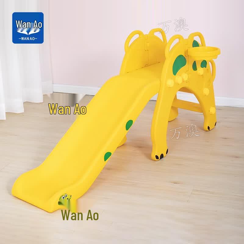Wan ao Kids Indoor/Outdoor Dinosaur Slide with Basketball & Soccer Hoop