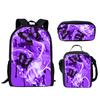 Hip Hop Youthful Purple Butterfly Moon 3D Print 3pcs/Set Student Travel bags Laptop Daypack Backpack Shoulder Bag Pencil Case