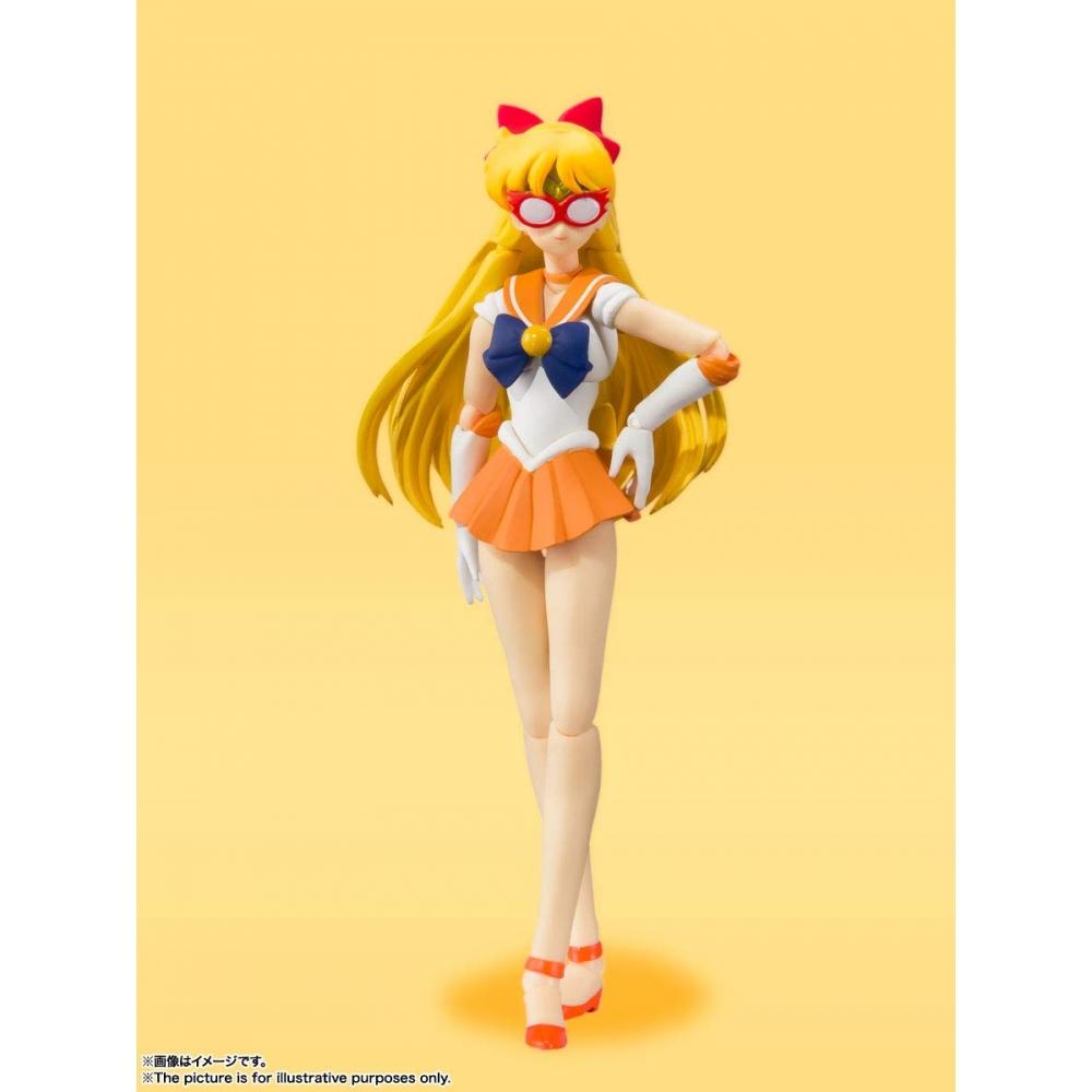 SHFiguarts Sailor Moon Sailor Venus - Animation Farbedition- (Wiederverkaufsversion) Ca.. 140 mm große, bewegliche Figur aus PVC und ABS, bemalt