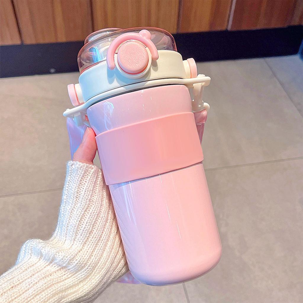 Insulated Straw Water Bottle Spillproof Stylish Girls Boys Portable Thermal Water Bottle Cup for