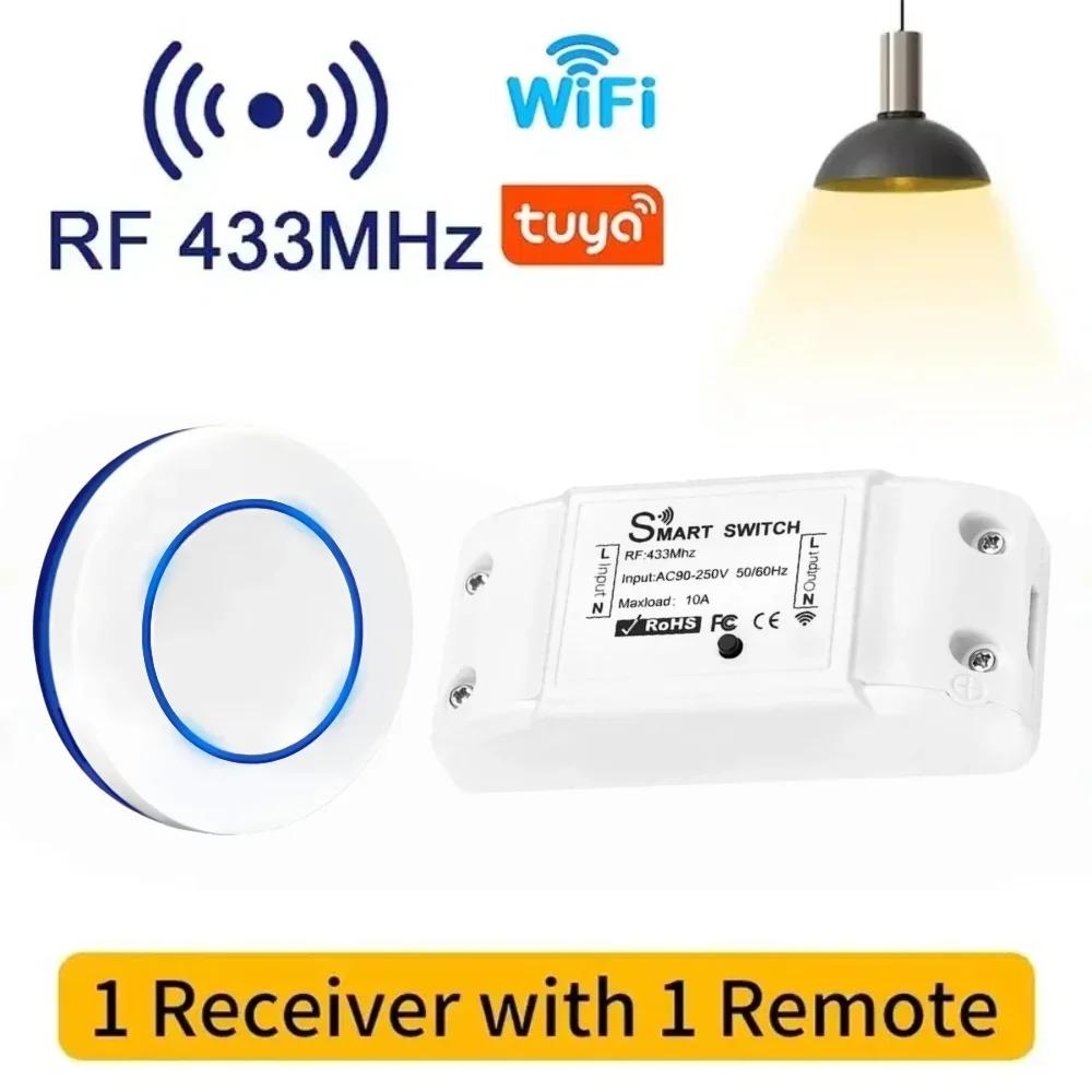 Tuya WiFi Smart Switch 433MHz RF Wireless Remote Control Universal Breaker Timer Voice Control Smart Life APP For Alexa Google