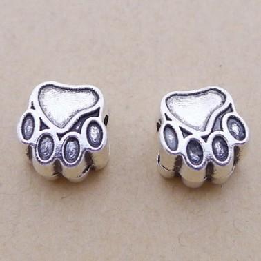 

10 pcs/lot Animal Dog Paw Prints Bear Paw Charms Beads Fit Bracelets & Bangle Diy Large Beads for Jewelry Making срібний