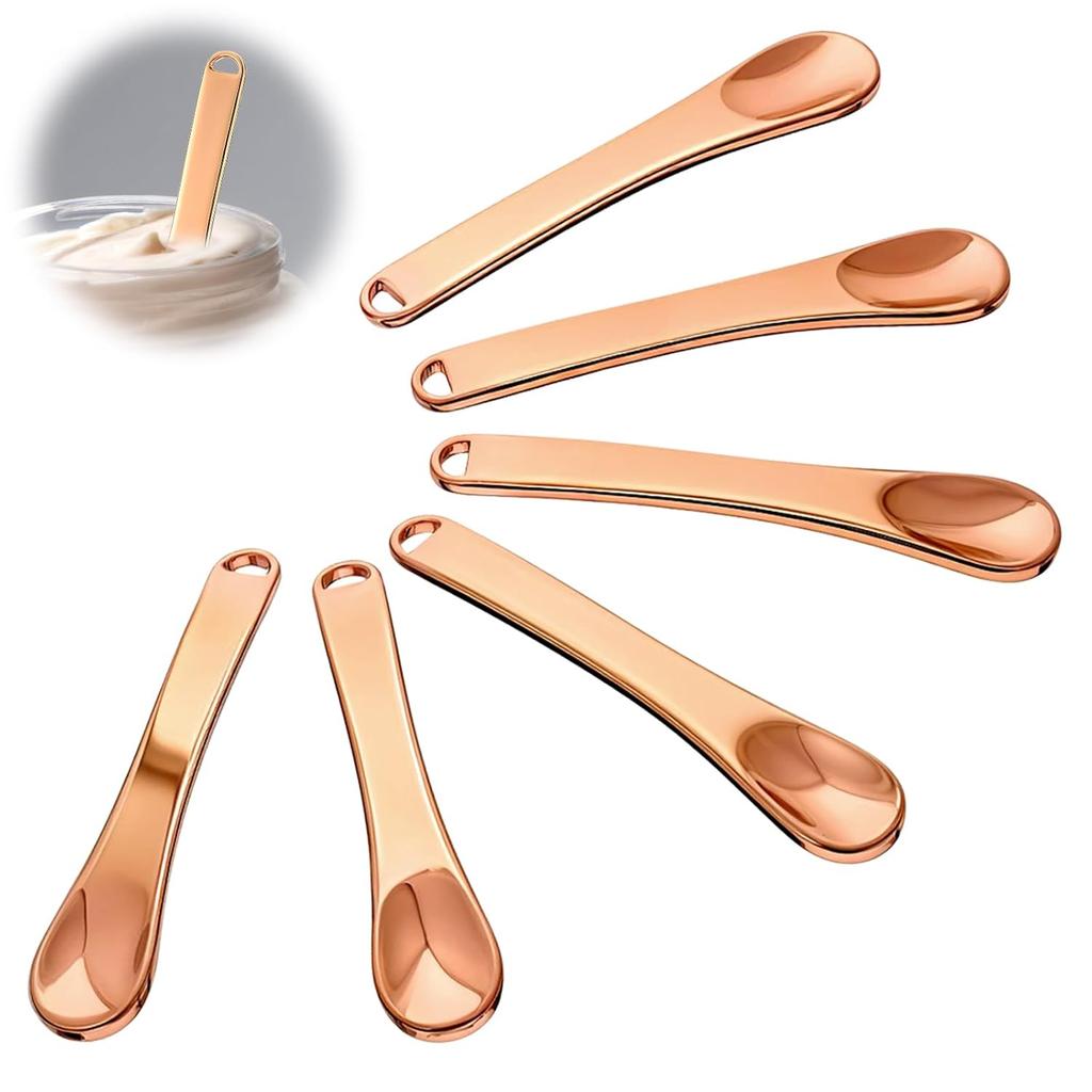 6 PCS Metal Makeup Spatula Tool, Mini Reusable Skin Care Spoon Multi-functional Facial Applicator Tool Beauty Scoop for Face Mask Eye Cream Lotions